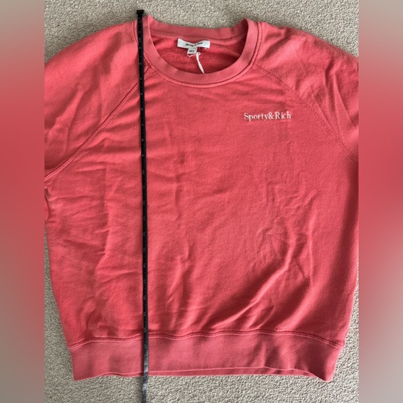 NWT Sporty & Rich Serif Logo Soft Crewneck Sweatshirt | Women’s Casual Pullover - Picture 9 of 9